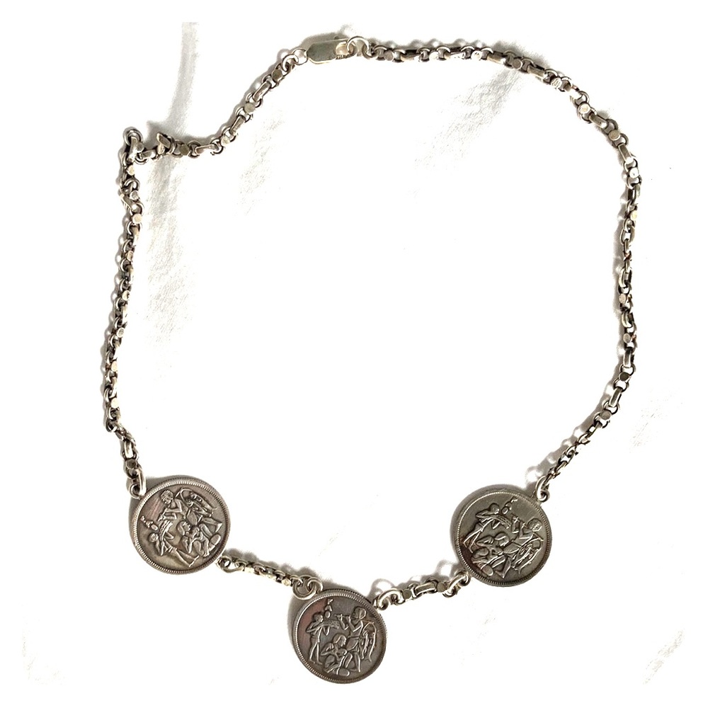 Authentic Egyptian silver coin necklace
